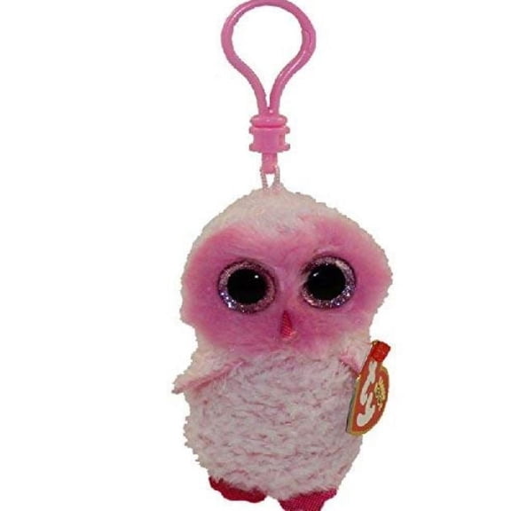 ty twiggy pink owl clip key chain plush