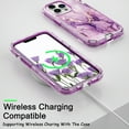 thumbnail image 3 of Mantto for iPhone 13 Pro Max Case, 3 in 1 Slim Hybrid Crystal Rubber Bumper Cute Marble Pattern Hard PC Soft Silicone Drop Protection Women Girls Cover for iPhone 13 Pro Max, Purple Marble, 3 of 7