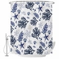 thumbnail image 2 of Navy Blue Coastal Waterproof Fabric Shower Curtain,Coral Shell Summer Beach Nautical Waterproof Fabric Shower Curtain for Bathroom Curtains Bathtubs Hotel Shower Curtains with 12 Hooks Stall 54x78in, 2 of 8