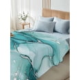 thumbnail image 5 of Marble Turquoise Flat Sheets Only California King Size, Soft Breathable Bed Top Sheets for Mattress, Abstract Nature Cracks Silver Wavy Bedding Flat Sheets for Home Hotel Bedroom Bed Protection, 5 of 9