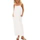 thumbnail image 1 of Vestido largo ReachMe de lino para verano con tirantes finos y aberturas en color marfil, 1 of 4