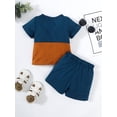 thumbnail image 4 of Kucnuzki 2T Toddler Boy Summer Outfits Shorts Sets 3T Short Sleeve Basic Color-Blocked T-Shirt Tops WalkShorts 2PCS Set Blue, 4 of 7
