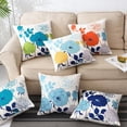 thumbnail image 3 of Farmhouse Outdoor Throw Pillow Covers Cotton Canvas Teal and Turquoise Pillow Covers 16x16 inch Decorative for Couch Sofa Patio Porch Flowers Pattern Pack of 2, 3 of 6