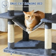 PAWZ Road 69 Cat Tree for Indoor Cats Multi-Level Cat Condo with Large Hammock Perch and 5 Scratching Posts, Dark Gray