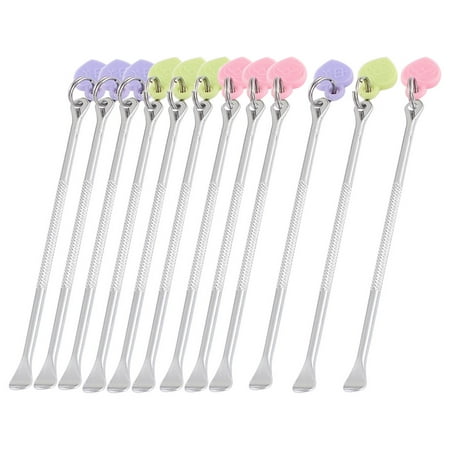 Metal Ear Pick Spoon Curette Ear Wax Remover w Heart Pendant 12 Pcs