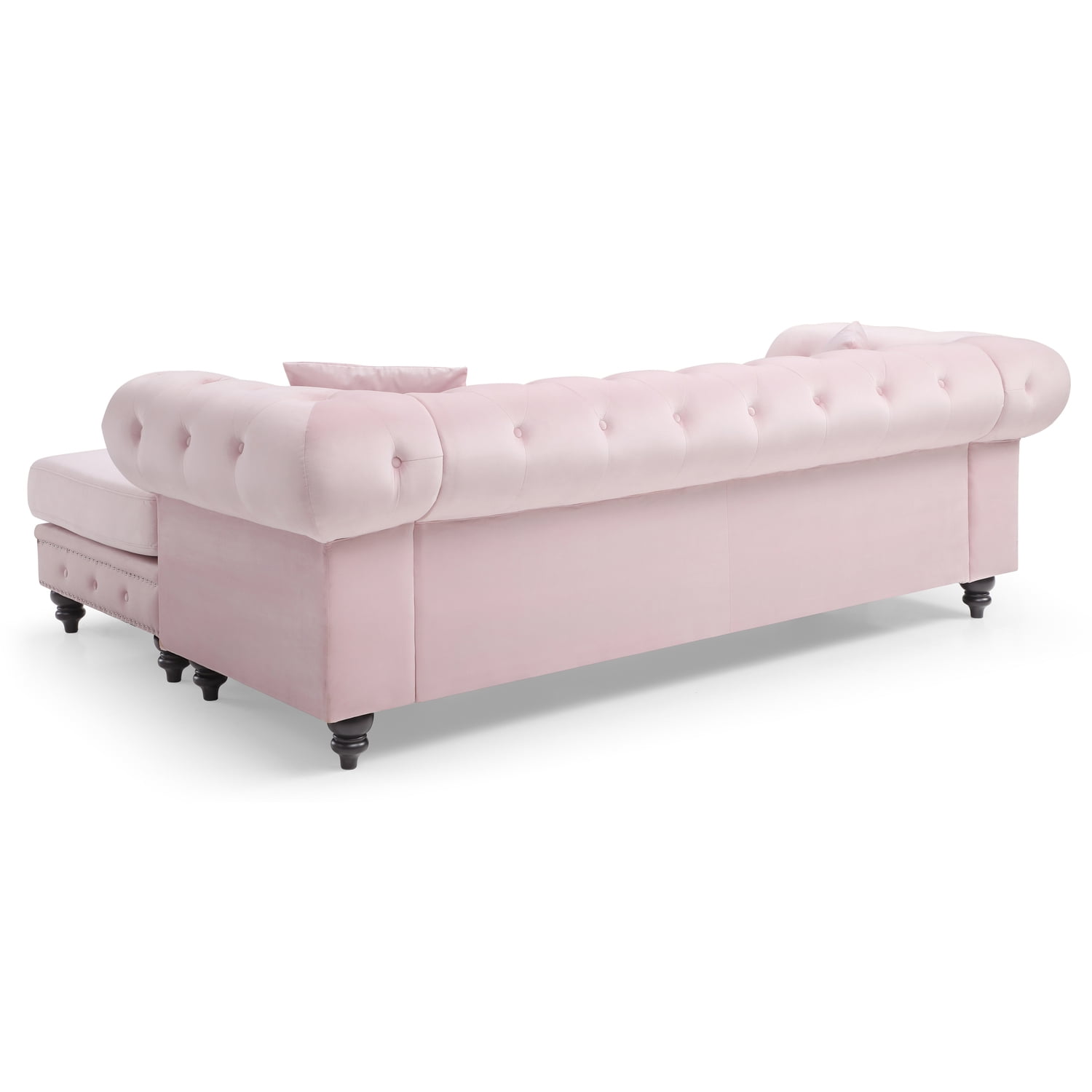 Glory Furniture Nola Velvet Sofa Chaise in Pink