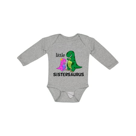 

Inktastic Little Sistersaurus Gift Baby Girl Long Sleeve Bodysuit