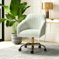 thumbnail image 5 of Velvet Home Office Desk Chair Rolling Vanity Armchair Computer Swivel Chairs Adjustable Adult Ivory, 5 of 12
