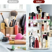 Rotating Makeup Organizer, Cosmetic Display Case with Brush Holder, DIY 8 Adjustable Layers Spinning Skincare Organizer