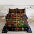 thumbnail image 2 of jejeloiu Vintage Library Bookshelf Twin Comforter Sets,Students School Books Bedding Set For Girls Boys Reversible 2-Piece, 2 of 8