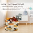 thumbnail image 5 of Collapsible 20" Round Storage Basket with Handles Laundry Hamper Open Storage Bins Halloween Pumpkins and Spider Webs, 5 of 6