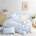 thumbnail image 4 of Blue Striped Duvet Cover Queen Size White Stripe Duvet Cover Dorm Bedding Set 3 Pieces Soft Lightweight Washed Microfiber Farmhouse Bedding Set Gifts for Women Men, 4 of 15
