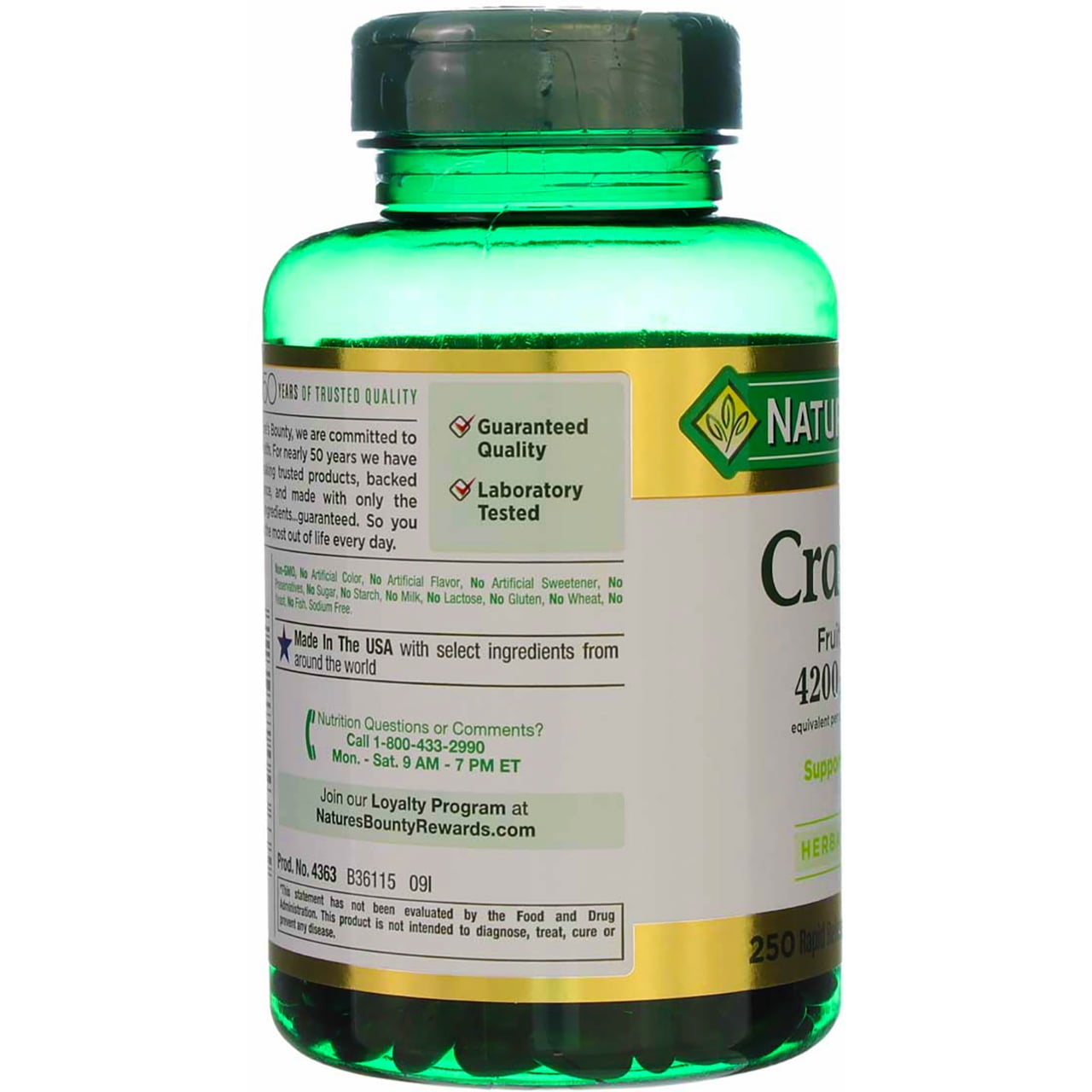 Nature's Bounty Cranberry with Vitamin C 4200 mg, 250 Softgels (Pack of 2)
