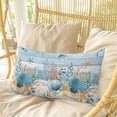 thumbnail image 4 of Blue Coastal Pillow Covers, Linen Long Throw Pillow Case, Summer Beach Starfish Shell Coral Nautical Holiday Pillow Protector Decorative Cushion Cover for Living Room/Bedroom 20" x 30", 4 of 8