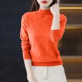 thumbnail image 6 of Womens Plus Size Fall Sweater, Long Sleeve Pullover for Women Winter Fashion Warm Knitted Solid Color Mock Neck Sweaters, 6 of 6