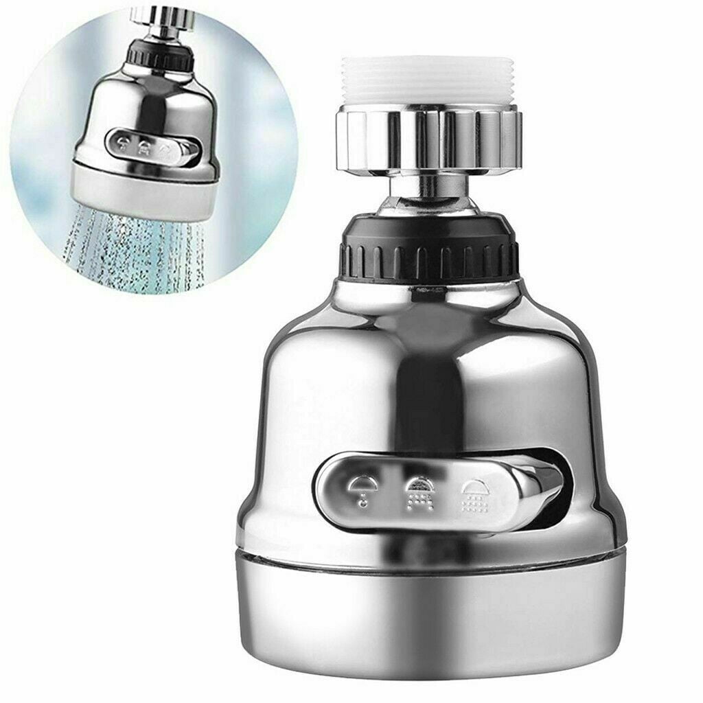 360° Rotating Faucet Movable Kitchen Silver Tap Head Water Saving Nozzle Sprayer 