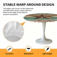 thumbnail image 2 of Elastic Fitted Round Tablecloth, Western Texas Star Retro Waterproof Stretch Table Cover for 45"-54" Tables, Vintage Farmhouse Brown Teal Wooden Washable Outdoor Tablecloths for Patio, Picnic, 2 of 9