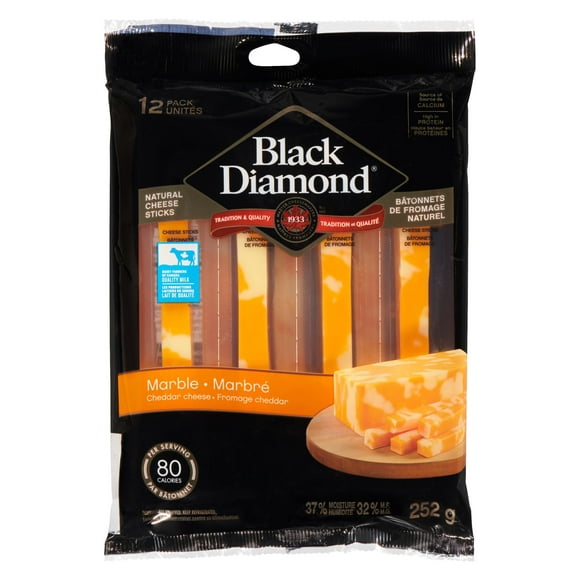Black Diamond Bâtonnets de fromage Cheddar marbré, 12 unités 252 g