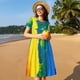 thumbnail image 4 of Fotbe Rainbow Colored Vestido Largo de Moda para Mujer, Vestido Tipo Camiseta con Manga Corta y Estilo Casual a Rayas y Bloques de Color, 4 of 6