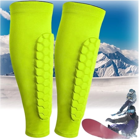 Ski Shin Guards,Polyester Fabric Breathable Elastic EVA Foam Pads,Shin Defender with Honeycomb Pads Anti-Collision Leggings for Skiing & Snowboarding