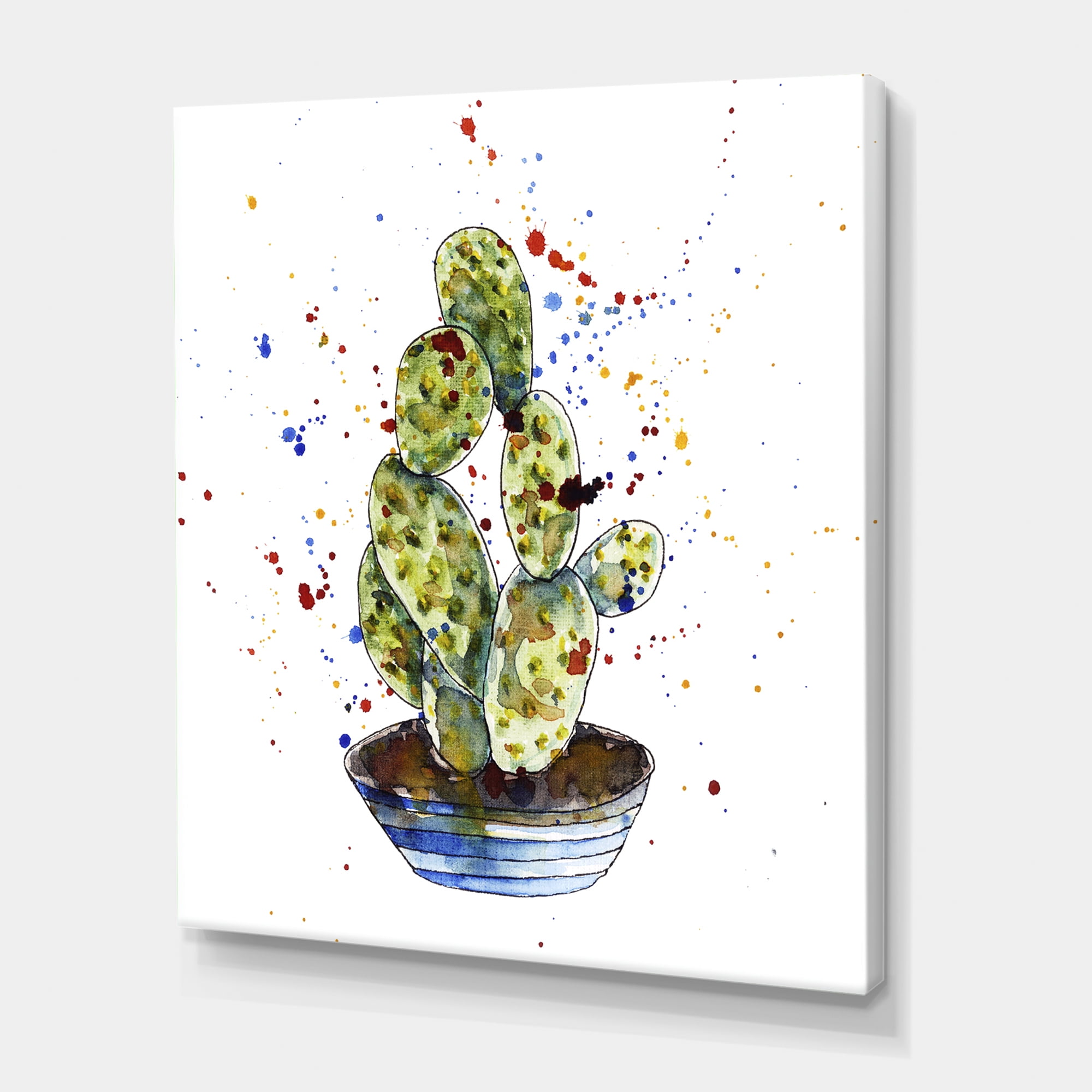 Designart ' Abstract Cactus Houseplant ' Traditional Canvas Wall Art Print