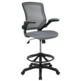 thumbnail image 3 of BizChair Mid-Back Dark Gray Mesh Ergonomic Drafting Chair with Adjustable Foot Ring and Flip-Up Arms, 3 of 17