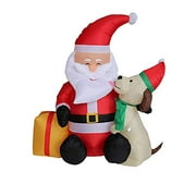 Top Treasures 5 Ft Christmas Inflatable Santa Claus And Dog | Yard Decoration Christmas Inflatables