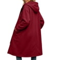 thumbnail image 4 of Perfectbot Women's Maxi Hooded Sweatshirt Coat, Oversized Side Slits Full Zip Jacket Fall Casual Outerwear, 4 of 7