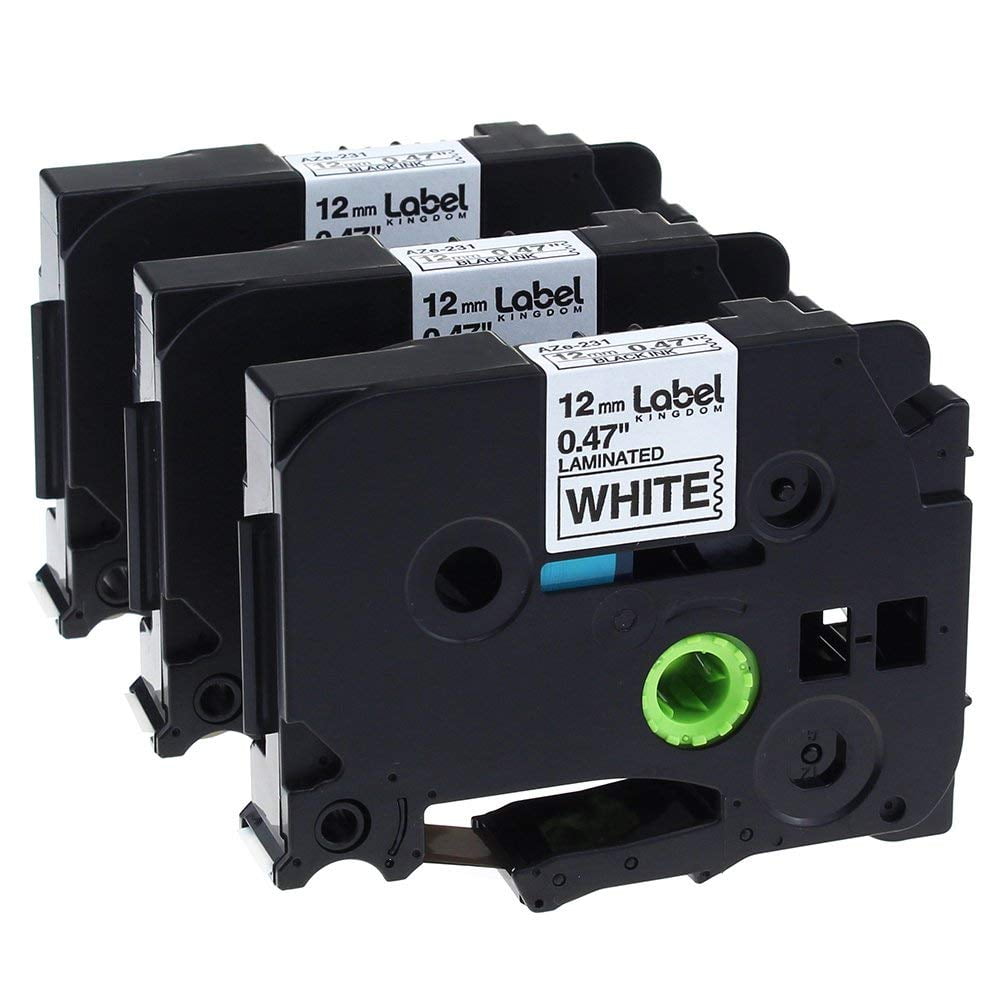 6 Packs Black on White Label Tape For Brother TZ231 TZe 231 P-Touch 12mm*26.2ft 