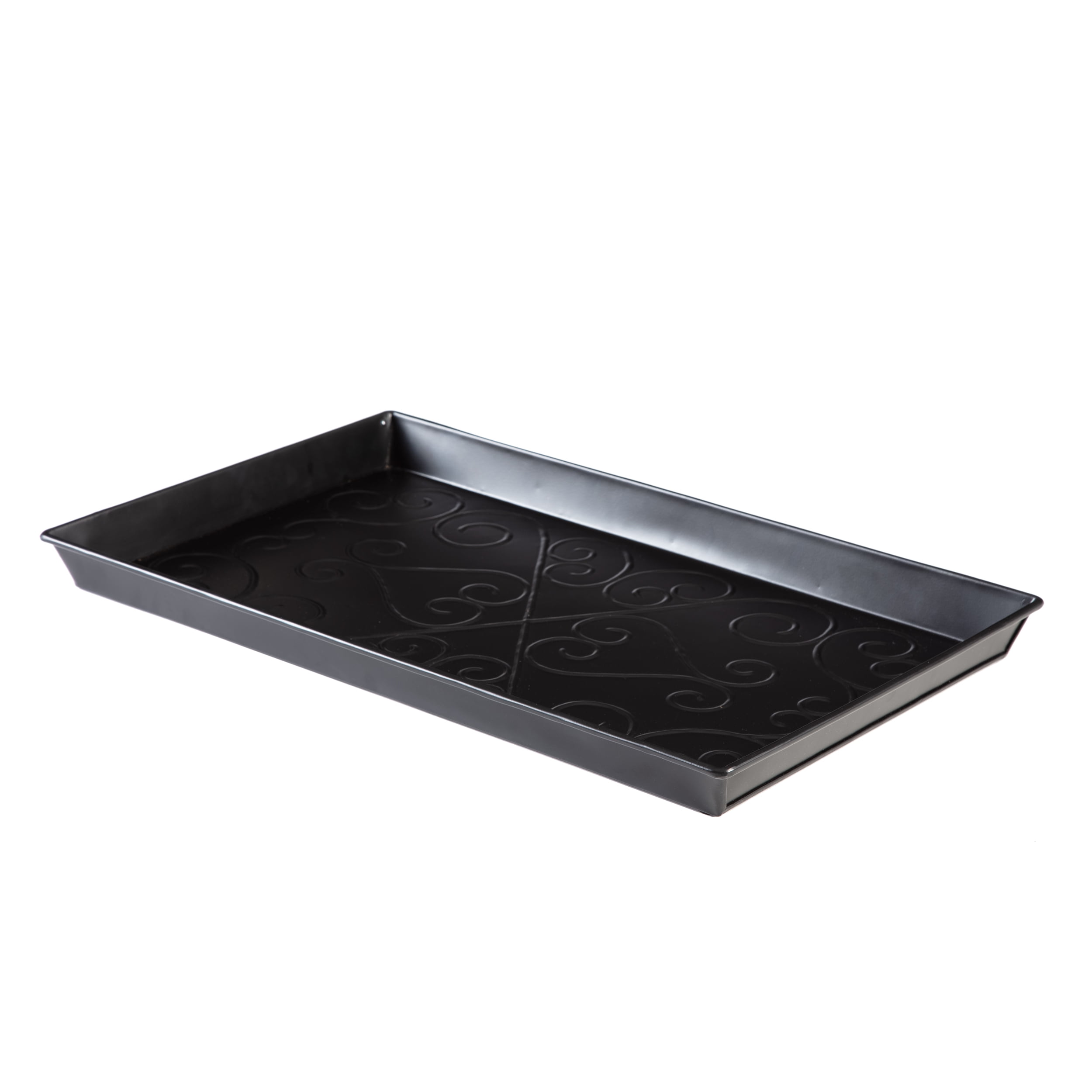 Black Metal Boot Tray with Trellis Coir and Rubber Insert