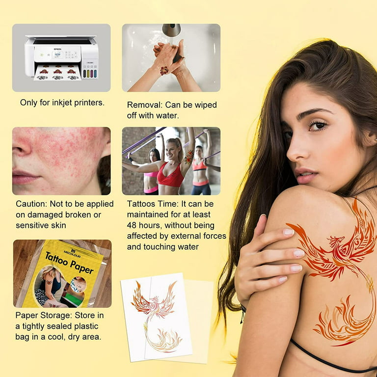  2 Sets Printable Temporary Tattoo Paper A4 Size DIY