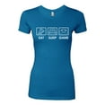thumbnail image 2 of Eat Sleep Game Video Gamer Gift Fan Pop Culture Womens Slim Fit Junior Tee, Turquoise, Small, 2 of 3