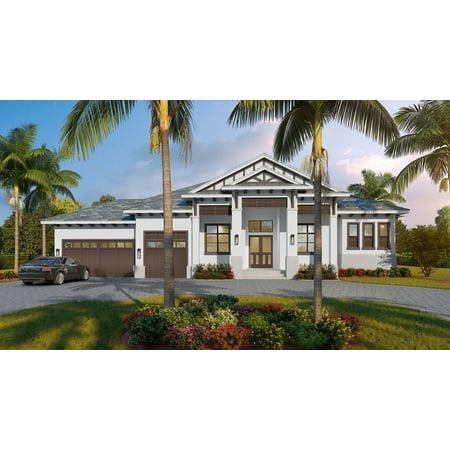 013-3702: CMU Contemporary 4 Bed, 5 Bath Luxury Home Plan, 3702 Sq Ft: Full Blueprints with License to Build by Home Plan Marketplace - Lesuto