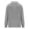 thumbnail image 6 of Lovskoo 2024 Sweaters for Women Long Sleeve V-Neck Solid Color Zipper Split Sweater Blouse Gray, 6 of 7