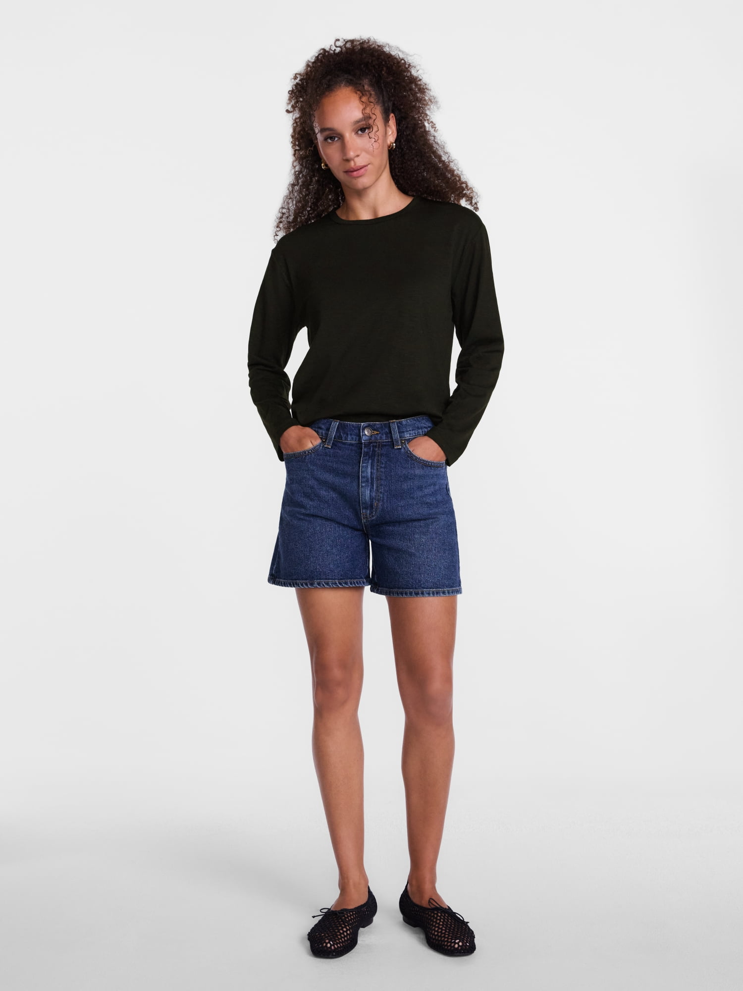 Scenario Women's and Women's Plus Relaxed Slub Tee with Long Sleeves, Sizes XS-4X