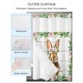 thumbnail image 4 of No Hook Shower Curtain with Snap-in Liner, Easter Bunny Waterproof Fabric Bathroom Curtains, Spring Daisy Botanical Leaves Gray Wooden Bath Curtains & Mesh Top Window 72"x78" Long, 4 of 9