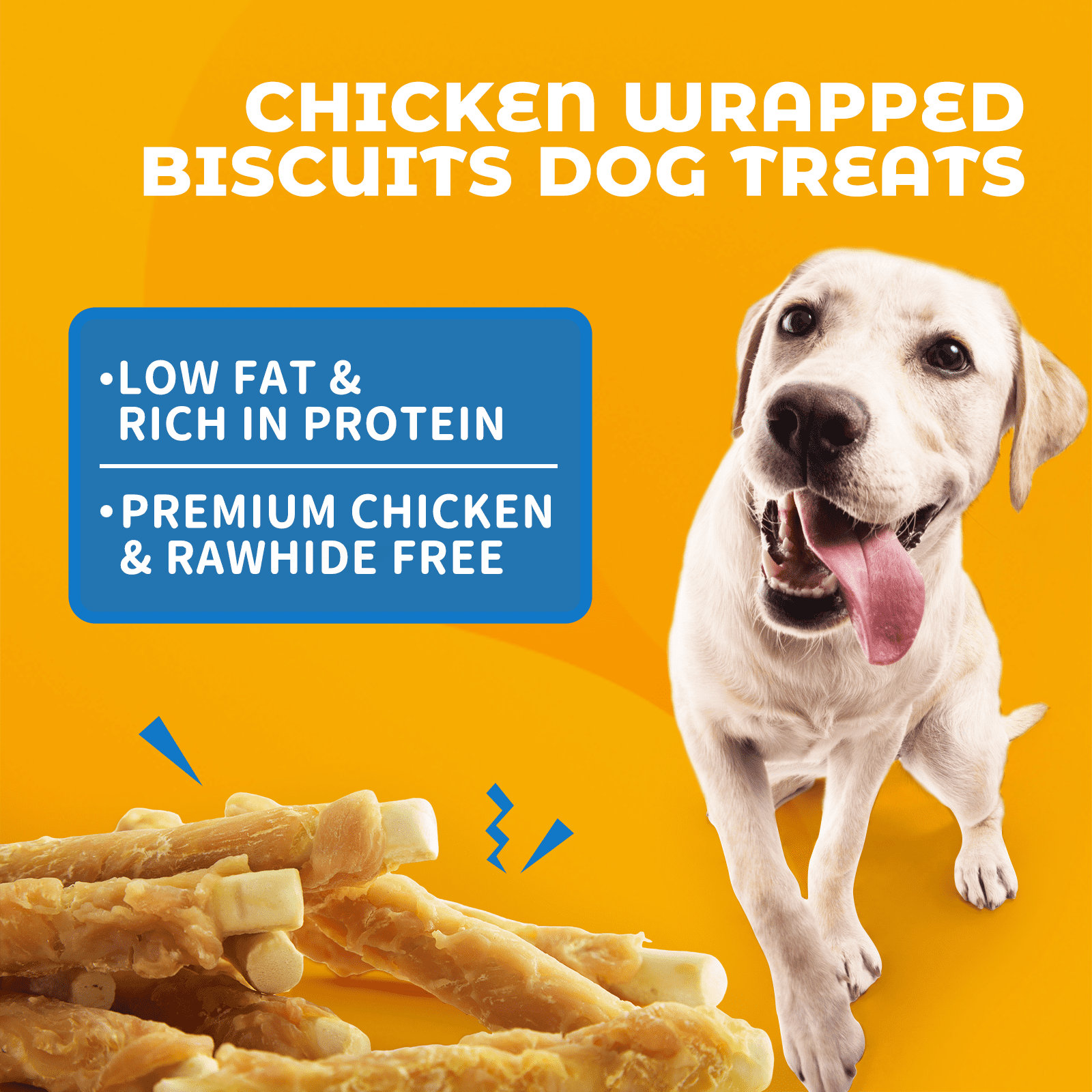 (5 pack) Jungle Calling Dog Treats, Chicken Wrapped Biscuits for All Dogs, Rawhide Free Soft Chewy Treats, 12 oz