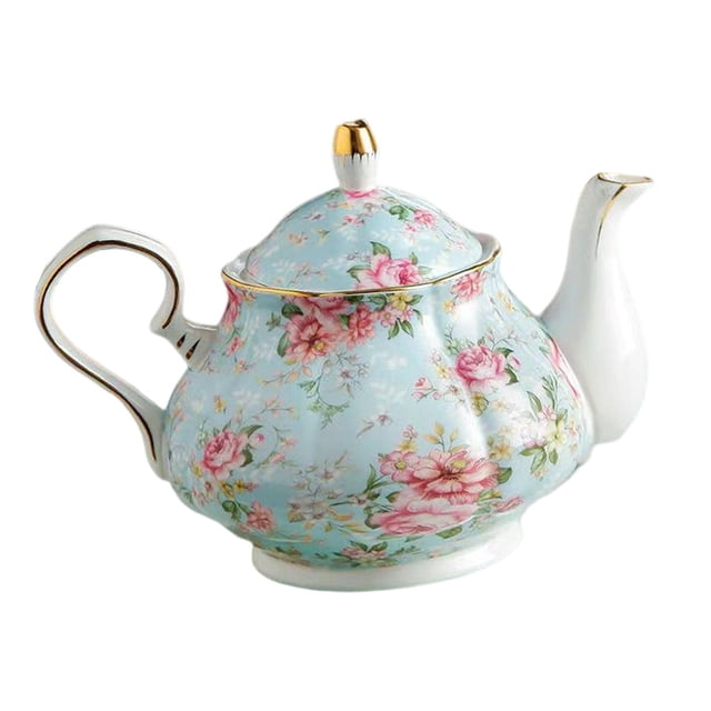 Tetera de cerámica portátil de 400ml con pintura colorida, cafetera británica duradera resistente al calor, tetera para restaurante, cocina, Hotel, Azul perfecl hervidor de café