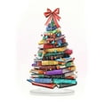 thumbnail image 2 of 2D Creative Book Christmas Tree Acrylic Ornament - Books Design, Colorful Desktop Decoration for Book Lovers(2 pcs,9.84 in), 2 of 6