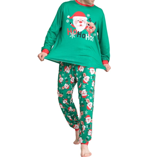 Pijamas Navideñas Pantalones largos Traje familiar Traje informal con estampado de Papá Noel para uso diario Kuymtek Verde*papá T M para Unisex