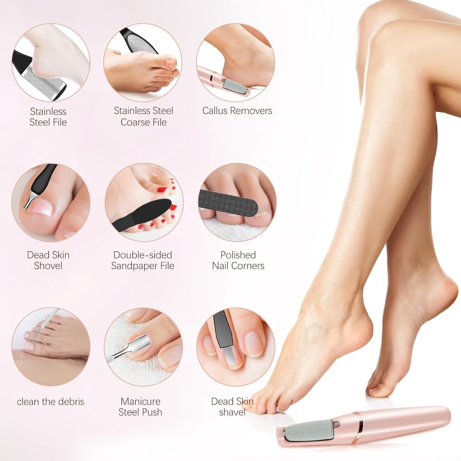 Nuve Silk 3 Pro Callus Remover,Callus Remover for Feet (Pink)