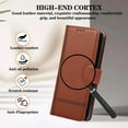 thumbnail image 5 of Compatible with Samsung Galaxy Z Fold 7 Wallet Case, with Wrist Strap and Crossbody Strap, Make-up Mirror PU Leather Flip Credit Cell Cover Kickstand for Samsung Galaxy Z Fold 7 Girls Women, Brown, 5 of 10