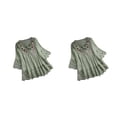 thumbnail image 2 of Blusa vintage Qarigey para mujer con cuello en V verde M, 2 of 6