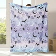 thumbnail image 3 of GYRATEDREAM Halloween Throw Blanket for Couch and Bed Ghost Witch's Hat Black Bats and Decorated Pumpkins Print on Soft Blanket for Kids and Adult, 59.05x78.74 inch, 3 of 5