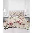 thumbnail image 2 of Twin XL Quilt Bedding Set, Spring Cherry Flowers Reversible Summer Quilt 3 Pieces, Retro Country Floral Birds Plants Beige Lightweight Bedspreads Coverlets with 2 Pillow Shams for All Seasons, 2 of 5