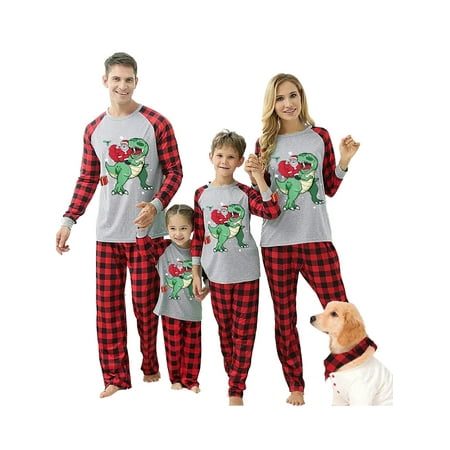 

Ma&Baby Holiday Christmas Family Pajamas Matching Set Dinosaur Xmas Pjs for Couples