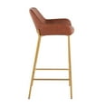 thumbnail image 3 of Daniella Contemporary Glam Fixed-Height Bar Stool In Gold Metal And Camel Faux Leather - Set Of 2, 3 of 7