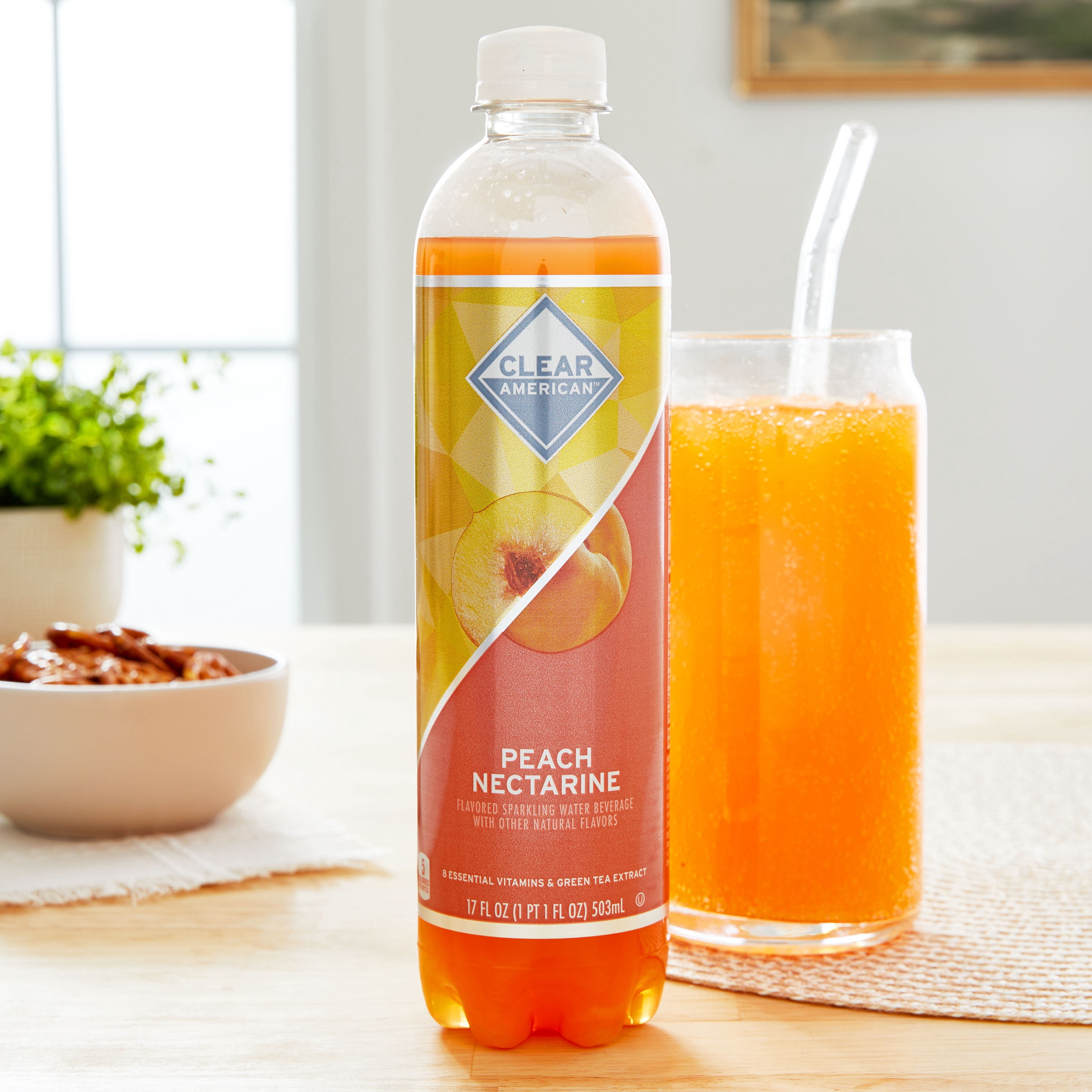 (6 pack) Clear American Peach Sparkling Water, 17 fl oz
