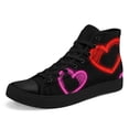 thumbnail image 4 of Coolcustomize Men's High Top Sneakers | Neon Red & Pink Heart Design, Comfortable Casual Sports Footwear, Lace Closure, Fabric Upper & Insole Boots, EVA Sole, Round Toe Canvas Shoes for Dail Wear, 4 of 10