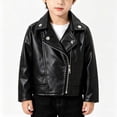 thumbnail image 2 of ShomPort Toddler Little Boys Leather Jackets Zip up Long Sleeve Biker Jackets Outerwear Coat 2-8 Years, 2 of 6